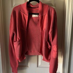 We The Free Red Cardigan Sweater